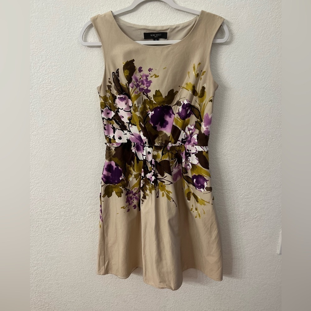 Nine West midi floral dress with pockets womens size 6